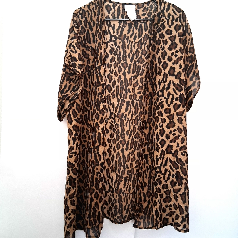 INTIMATE MOODS Leopard Print Sheer Robe Slip Size Fit XL